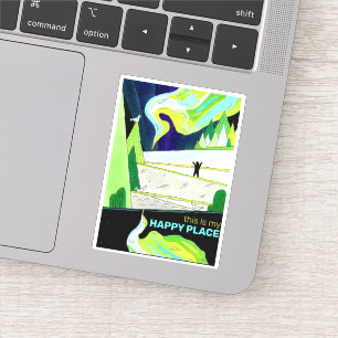 Sticker Northern Lights Art C'est mon Happy Place
