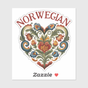 Sticker Norvégien Rosemaling Folk Art Heart