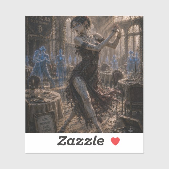 Sticker Nostalgie / Danseur de tango / Vieux restaurant (Feuille)