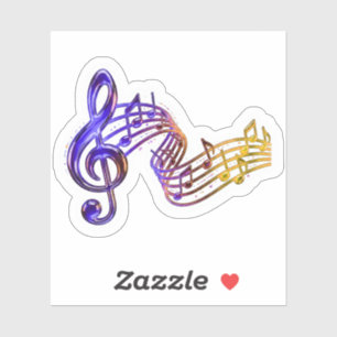 Sticker Notes de musique et clé de sol en verre coloré 3D