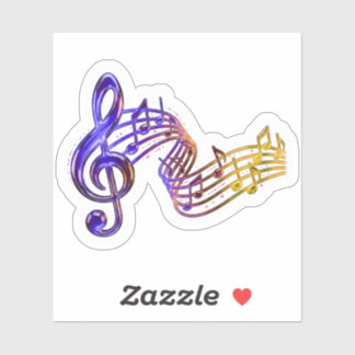 Sticker Notes de musique et clé de sol en verre coloré 3D