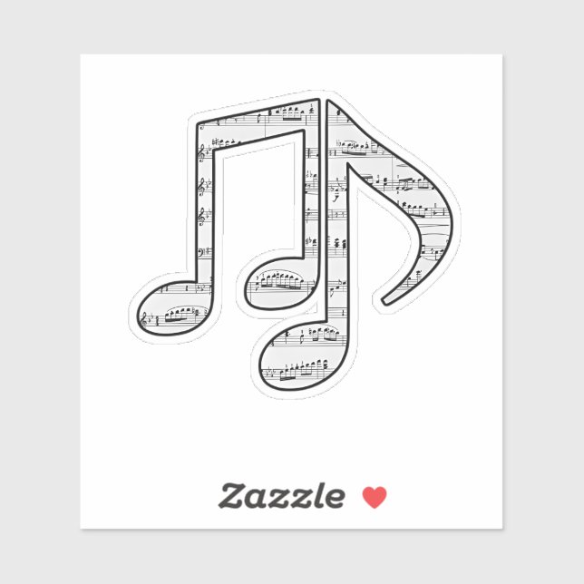 Sticker Notes de musique noir et blanc (Feuille)