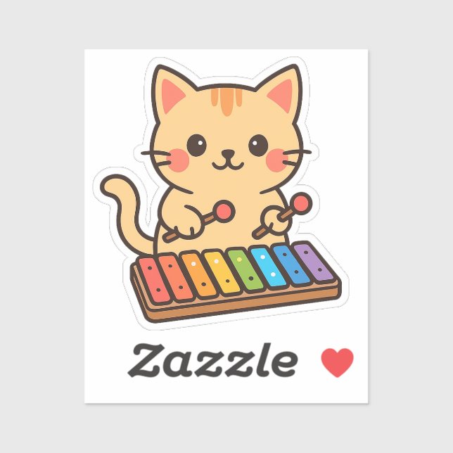 Sticker Notes de xylophone de chat arc-en-ciel (Feuille)