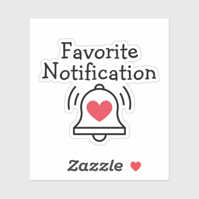 Sticker Notification Favorite Amour Moderne Bell Noir Roug (Feuille)