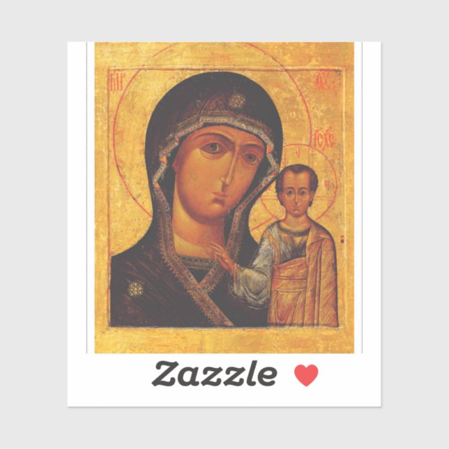 Sticker Notre-Dame de Kazan Icône Orthodoxe (Feuille)