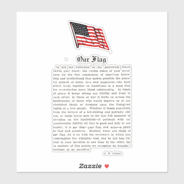 Sticker Notre drapeau USA Americana Patriotisme Mots (Feuille)