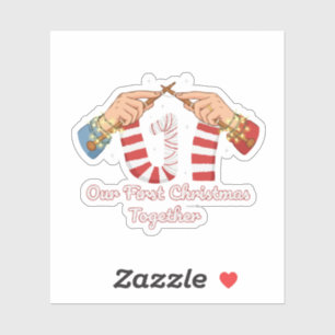 Sticker Notre premier Noël ensemble Tricotant en couple