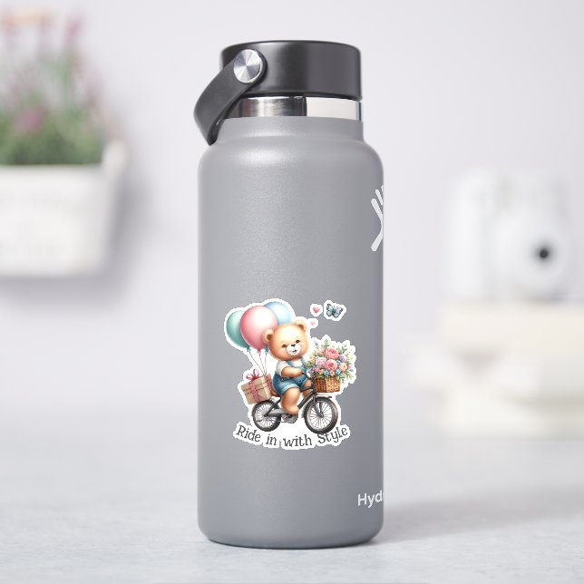 Sticker Nounours à bicyclette (HydroFlask)