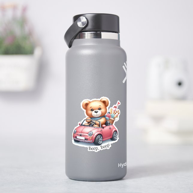 Sticker Nounours conduisant une décapotable (HydroFlask)