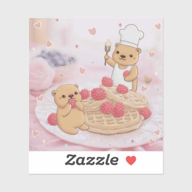 Sticker Nounours et gaufres (Feuille)
