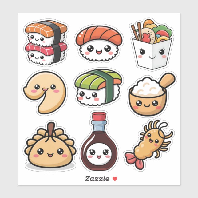 Sticker Nourriture chinoise Kawaii mignonne (Feuille)