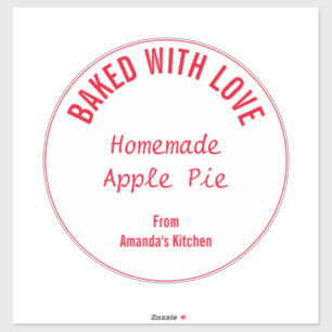 Sticker Nourriture maison Rouge Blanc Noël Cadeau Fête Fav