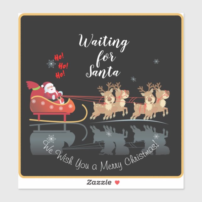 Sticker Nous attendons Père Noël Ho ! Ho ! Ho ! Vacances d (Feuille)