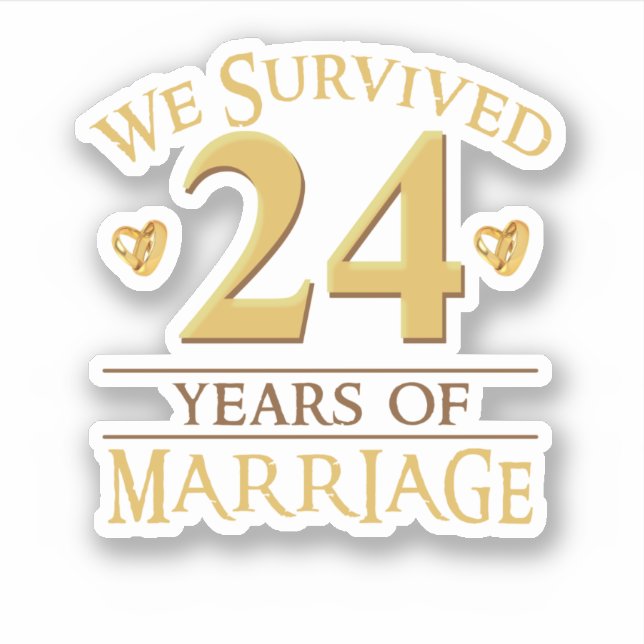Sticker Nous Avons Survécu 24 Ans De Mariage Couple 24E An (Devant)