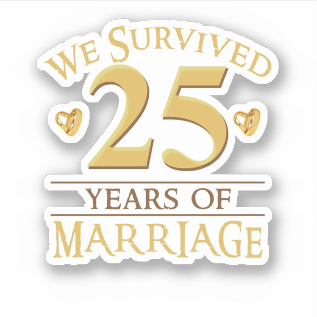 Sticker Nous Avons Survécu 25 Ans De Mariage Couple 25E An (Devant)