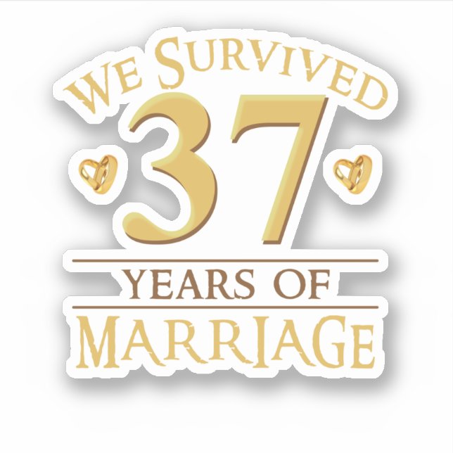 Sticker Nous Avons Survécu 37 Ans De Mariage Couple 37th A (Devant)