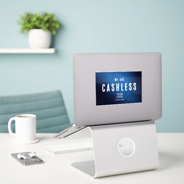 Sticker Nous sommes sans espèces - Vinyle à dégradé grunge (Ordinateur portable sur le bureau)