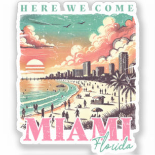 Sticker Nous Venons Miami Floride - Vintage Miami Beach