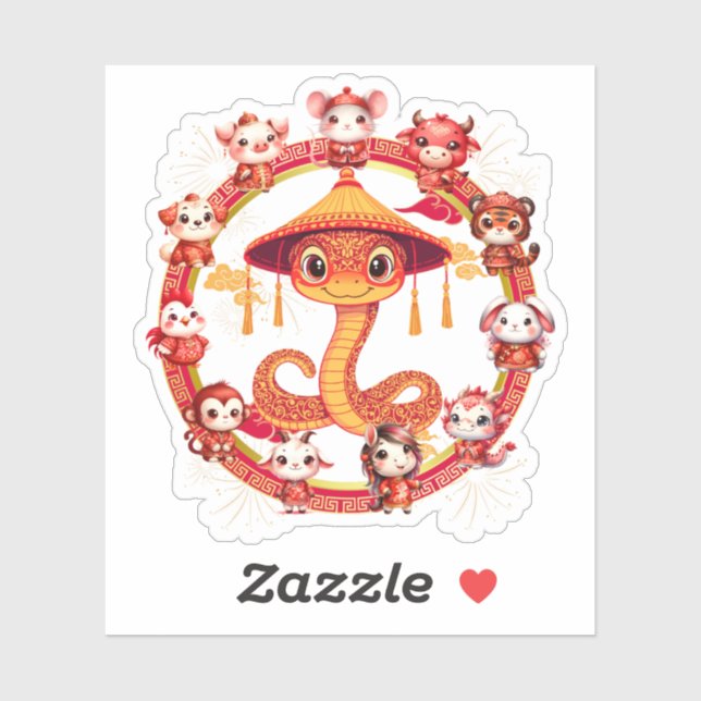 Sticker Nouveau design de serpent pour le Nouvel An lunair (Feuille)