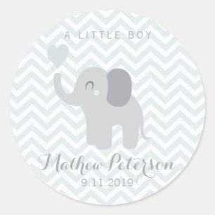Sticker Nouveau-né Faire-part Elephant Chevron