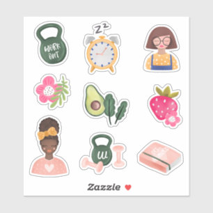 Sticker Nouveau   Résolutions du Nouvel An Girly Illustrat