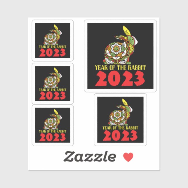 Sticker Nouvel An chinois du lapin 2023 (Feuille)