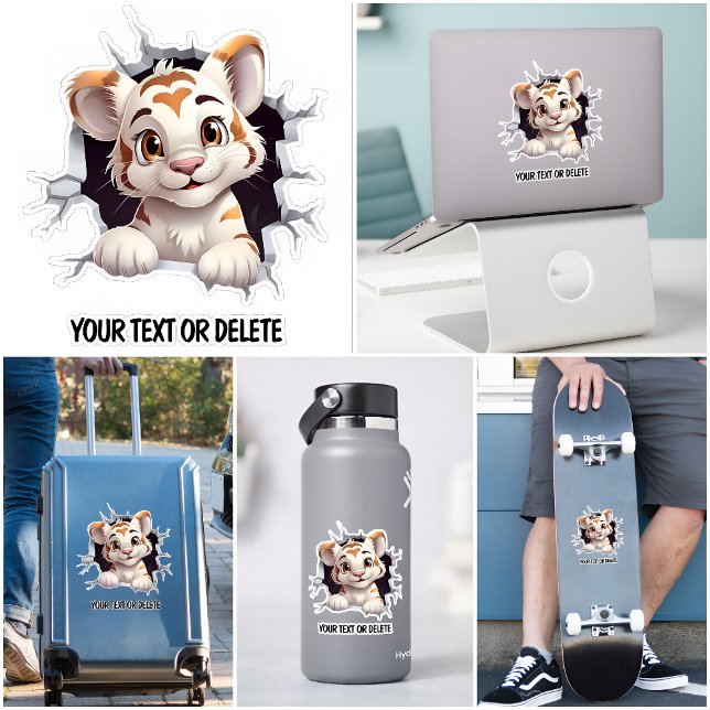 Sticker Nouvelle percée de trou mignon petit tigre (Créateur téléchargé)