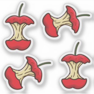 Sticker Noyau de pomme mangé fruits amusants de style rétr