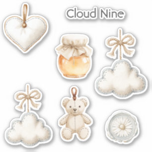 Sticker Nuage de Crème Bleue Neuf Baby Shower ou Tout Simp