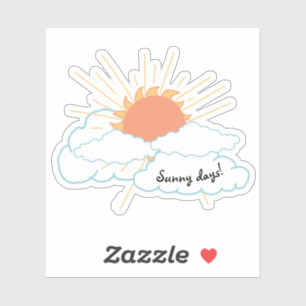 Sticker Nuages de soleil jaune orange