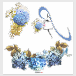 Sticker Nuances d'aquarelle bleue Hydrangeas