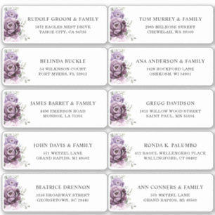 Sticker Nuances de pourpre poussiéreux Plum Mariage Adress