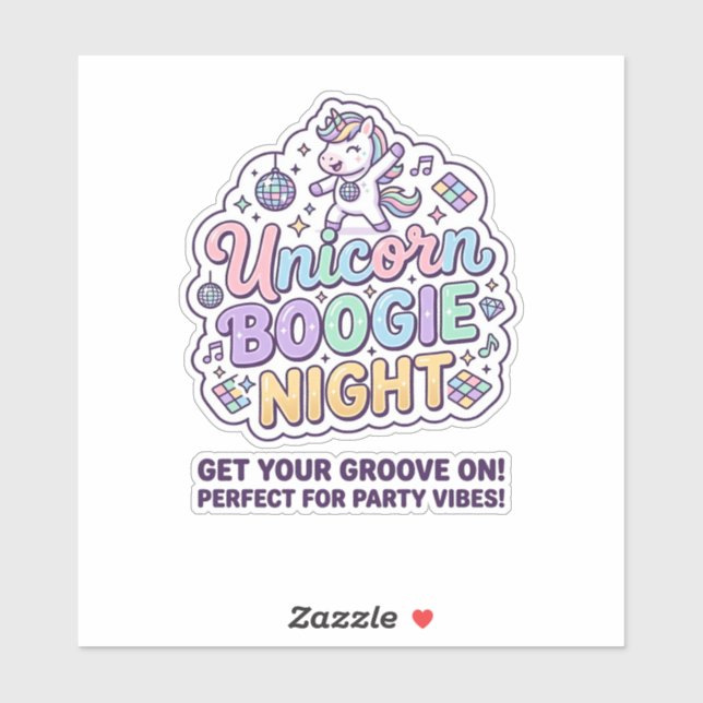 Sticker Nuit de Boogie de Licorne Gras Typographie Graphiq (Feuille)