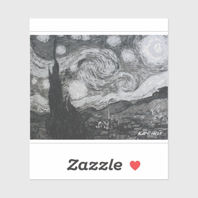 Sticker Nuit étoilée I Vincent Van Gogh (Feuille)