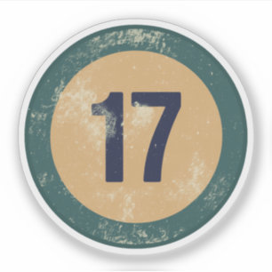 Sticker Numéro 17 en détresse Vintage