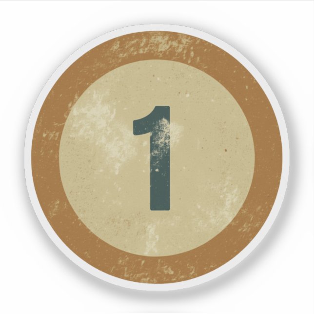 Sticker Numéro 1 Vintage en détresse (Devant)