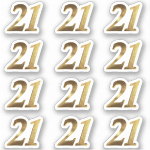 Sticker Numéro 21 Faux Gold 21e anniversaire