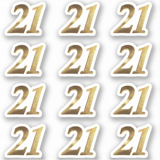 Sticker Numéro 21 Faux Gold 21e anniversaire (Devant)