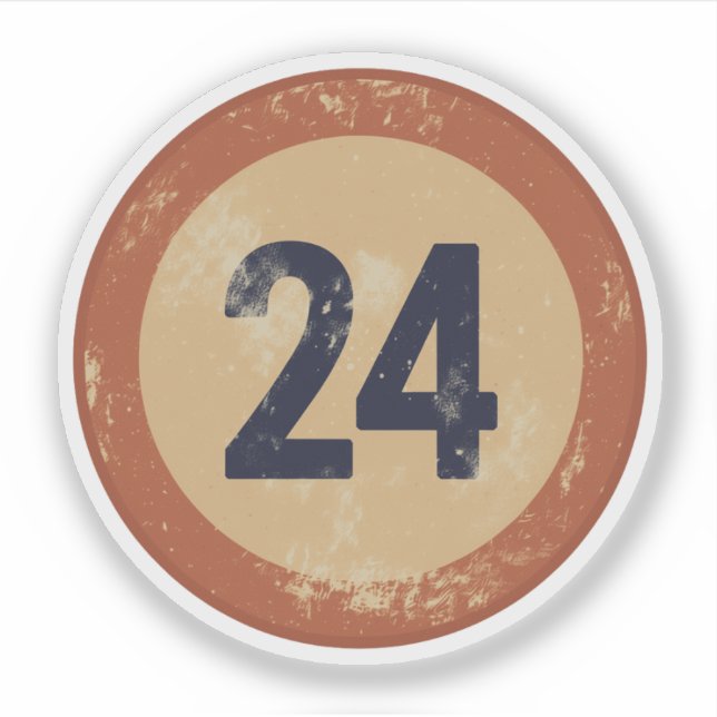 Sticker Numéro 24 en détresse vintage (Devant)