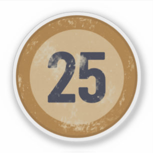 Sticker Numéro 25 Vintage en détresse