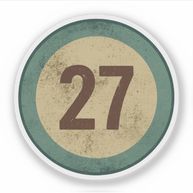 Sticker Numéro 27 en détresse Vintage (Devant)