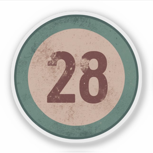 Sticker Numéro 28 Vintage en détresse (Devant)