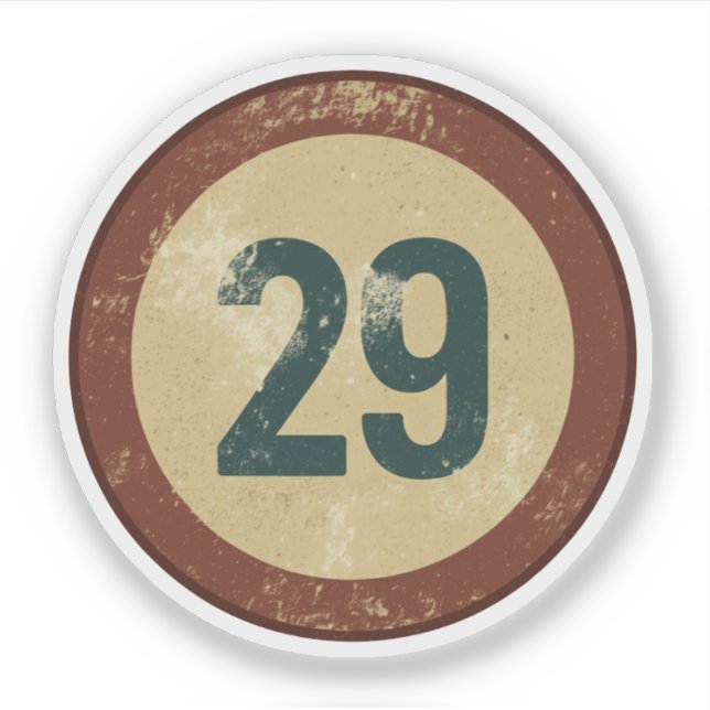 Sticker Numéro 29 Vintage en détresse (Devant)