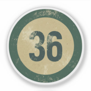 Sticker Numéro 36 Vintage en détresse