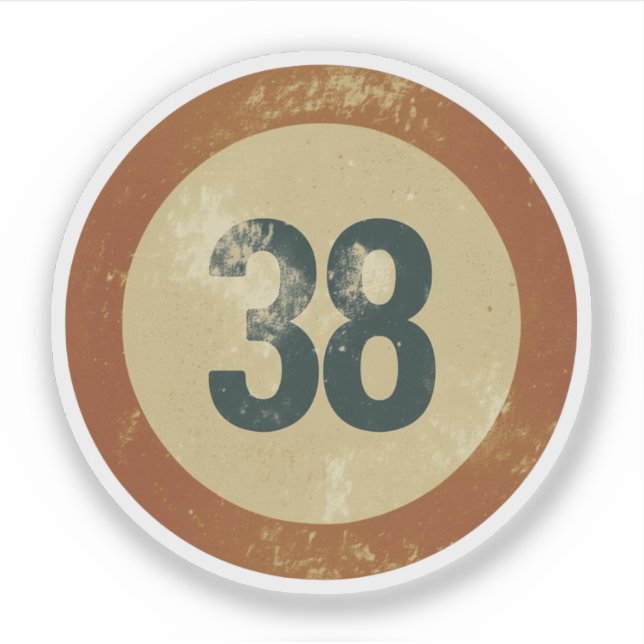 Sticker Numéro 38 Vintage en détresse (Devant)