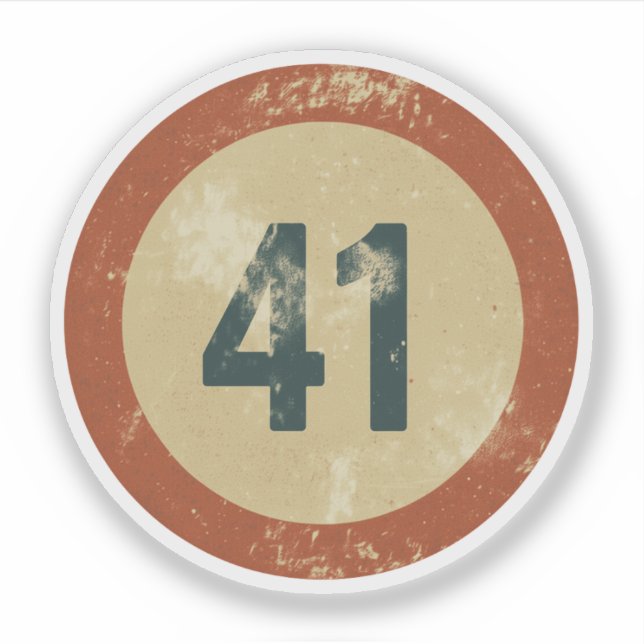 Sticker Numéro 41 Vintage en détresse (Devant)
