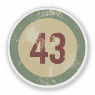 Sticker Numéro 43 Vintage en détresse