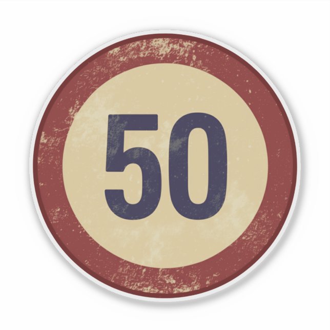 Sticker Numéro 50 Vintage en détresse (Devant)