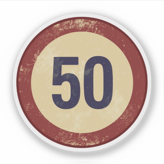 Sticker Numéro 50 Vintage en détresse (Devant)