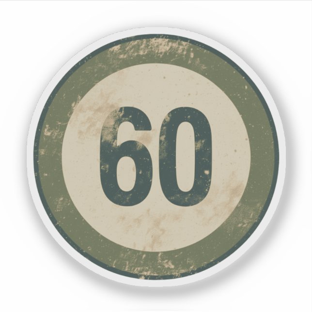 Sticker Numéro 60 Vintage en détresse (Devant)
